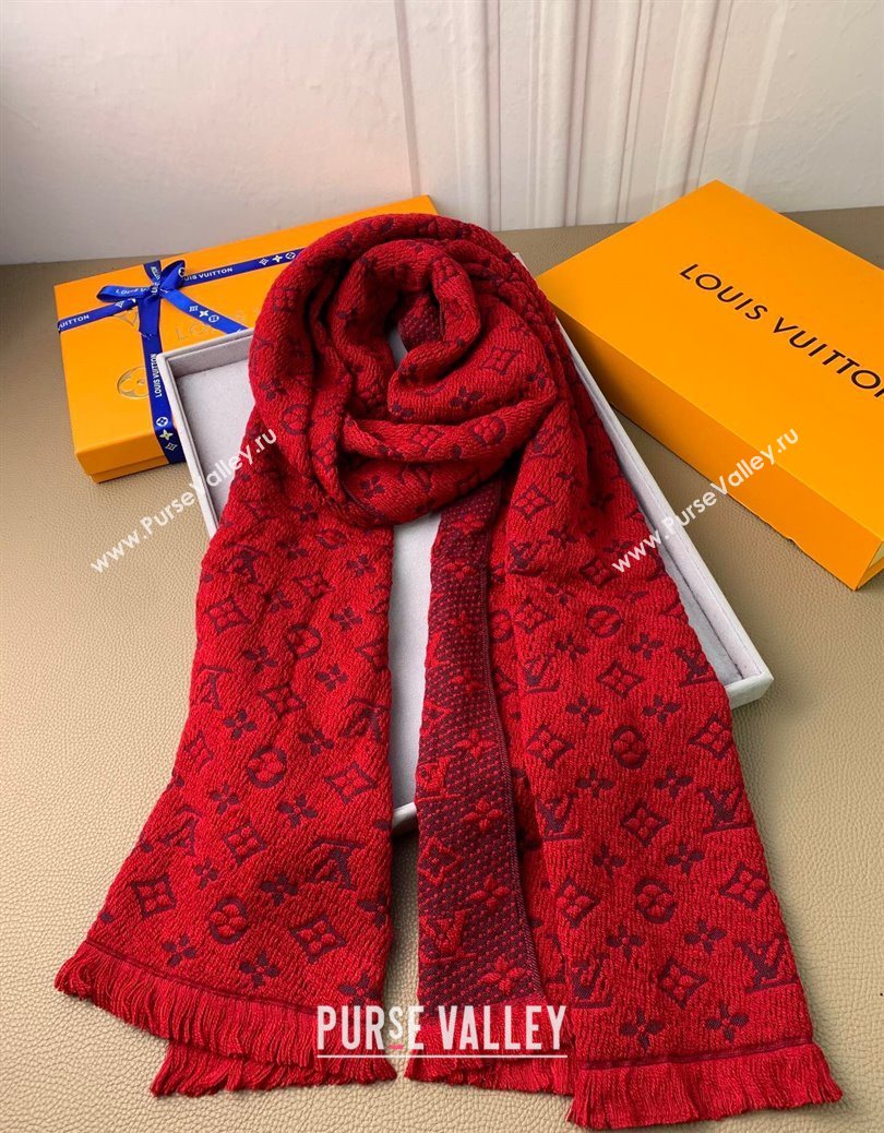 Louis Vuitton Monogram Classic Wool Long Scarf 40x185cm Red 2025 LV091011 (XMN-250910034)