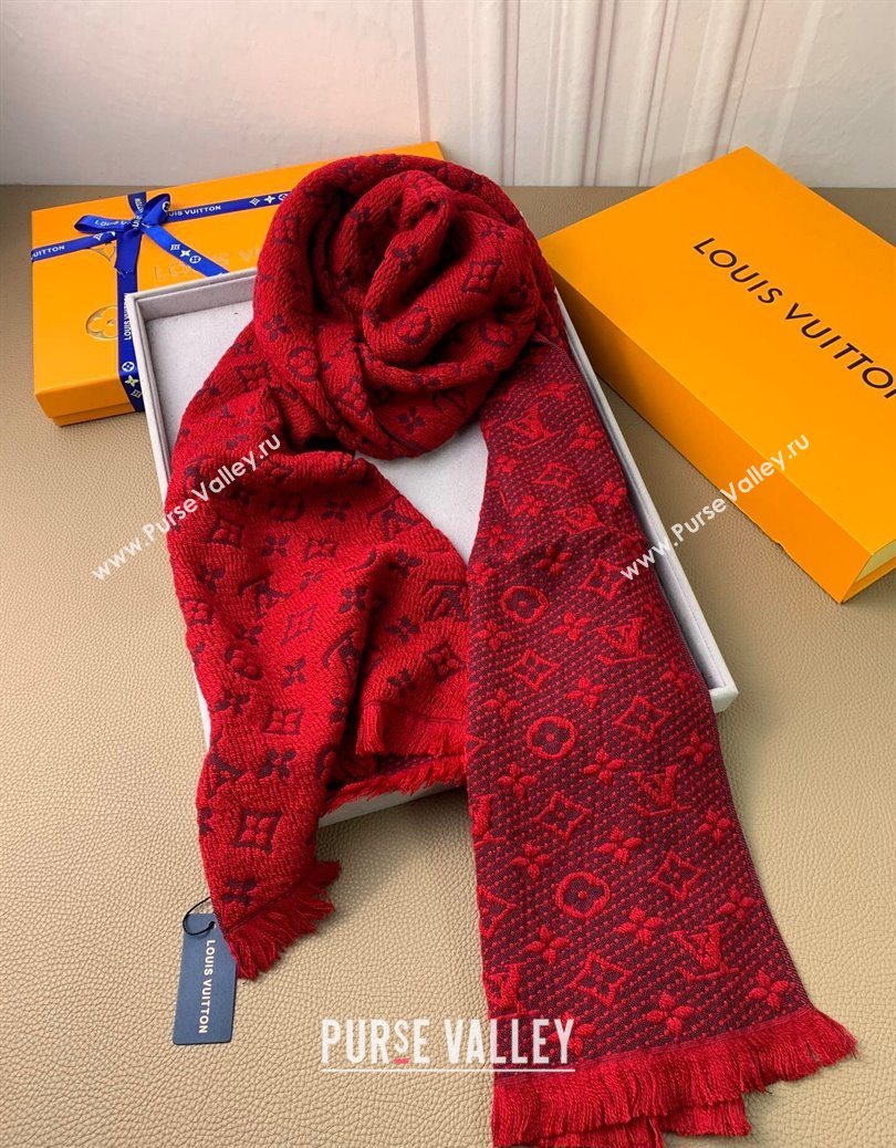 Louis Vuitton Monogram Classic Wool Long Scarf 40x185cm Red 2025 LV091011 (XMN-250910034)