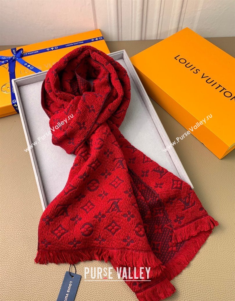 Louis Vuitton Monogram Classic Wool Long Scarf 40x185cm Red 2025 LV091011 (XMN-250910034)