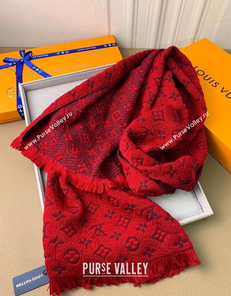 Louis Vuitton Monogram Classic Wool Long Scarf 40x185cm Red 2025 LV091011 (XMN-250910034)