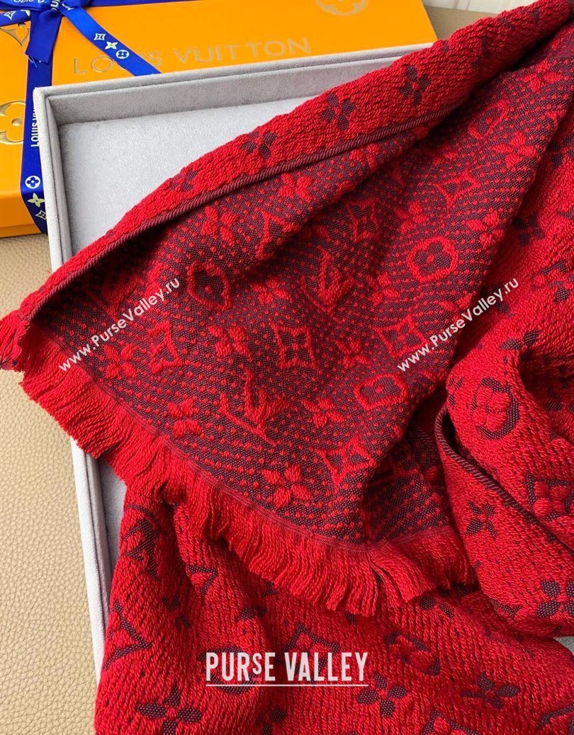 Louis Vuitton Monogram Classic Wool Long Scarf 40x185cm Red 2025 LV091011 (XMN-250910034)