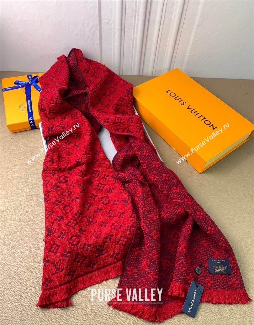 Louis Vuitton Monogram Classic Wool Long Scarf 40x185cm Red 2025 LV091011 (XMN-250910034)