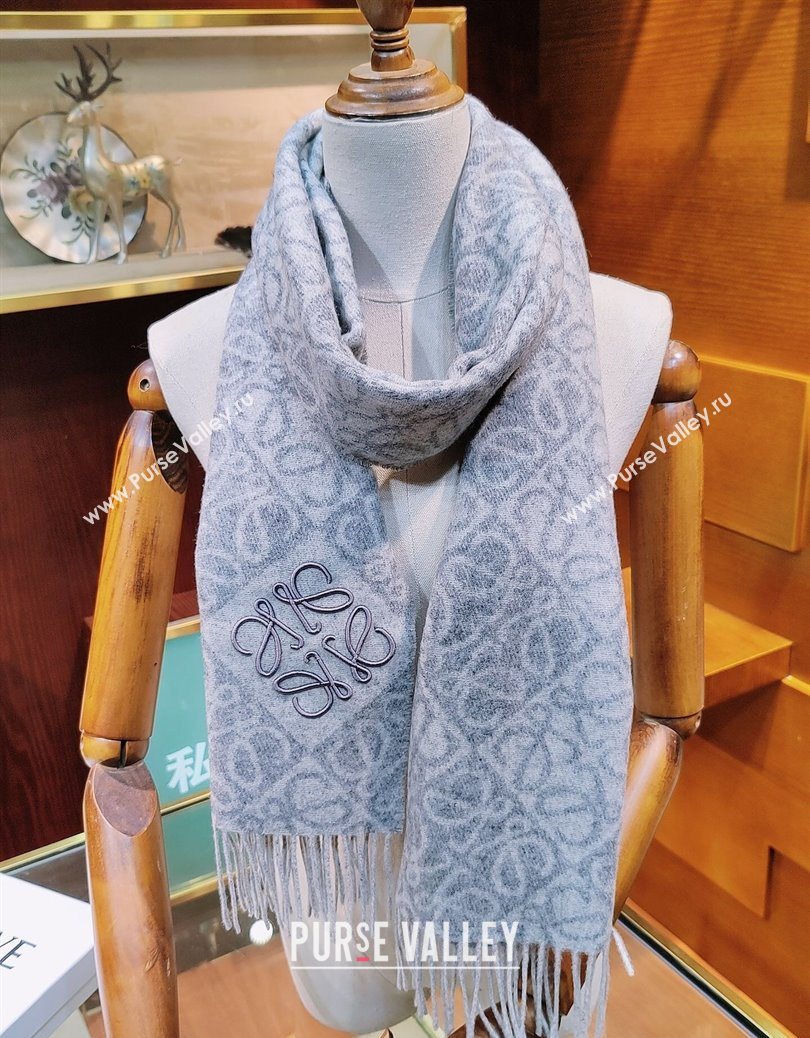 Loewe Anagram Cashmere Wool Long Scarf Blue 2025 LW091021 (XMN-250910063)