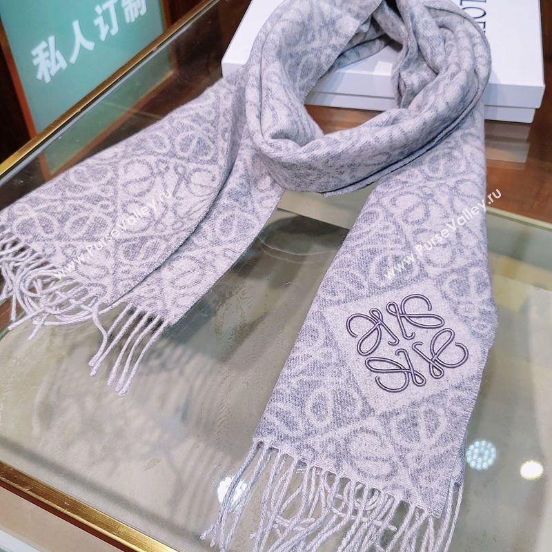 Loewe Anagram Cashmere Wool Long Scarf Blue 2025 LW091021 (XMN-250910063)