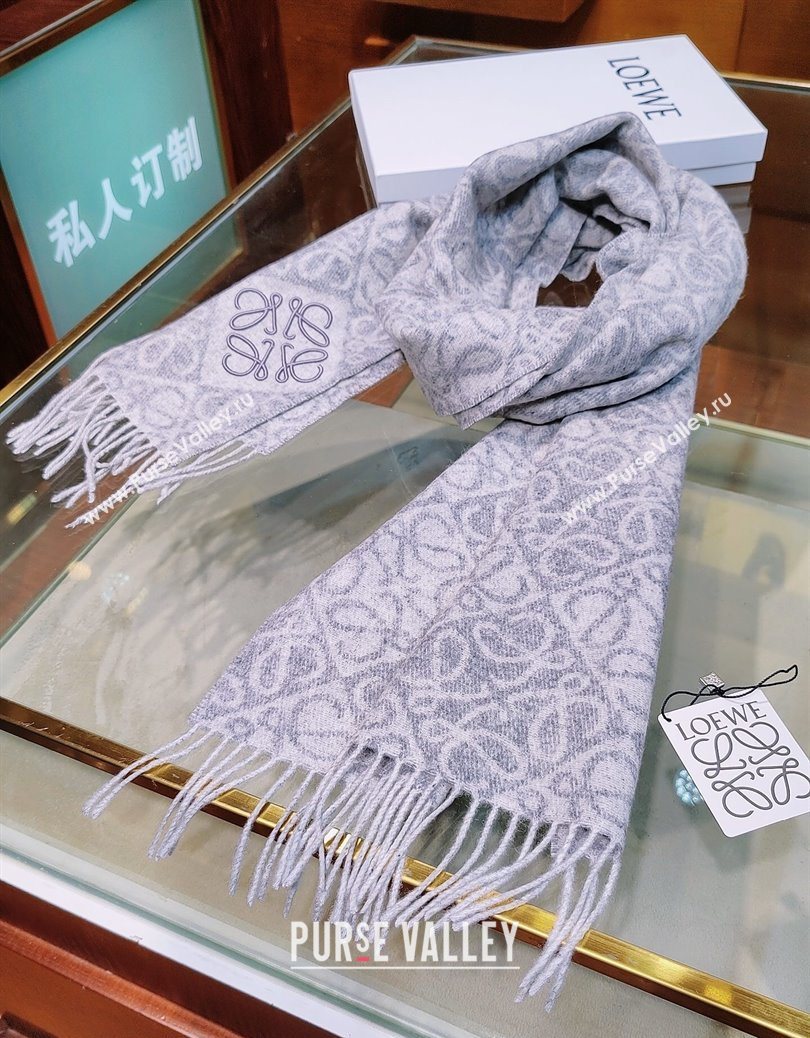 Loewe Anagram Cashmere Wool Long Scarf Blue 2025 LW091021 (XMN-250910063)