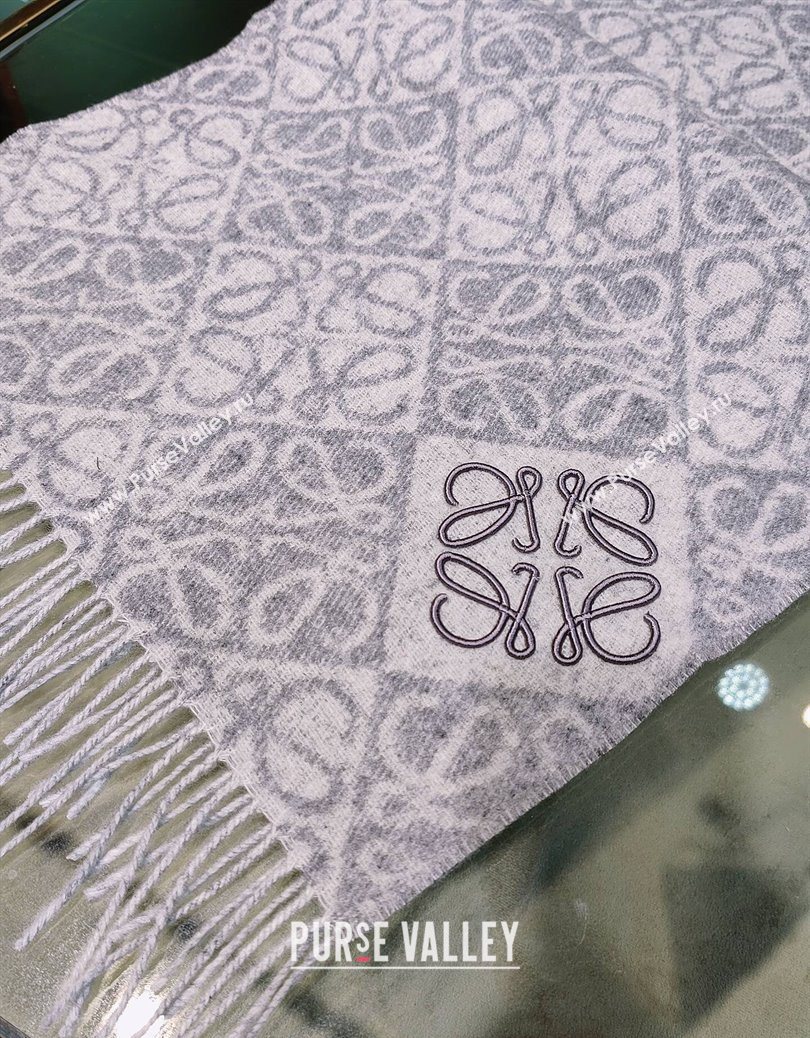 Loewe Anagram Cashmere Wool Long Scarf Blue 2025 LW091021 (XMN-250910063)