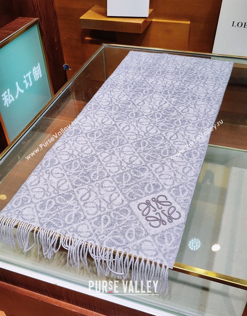 Loewe Anagram Cashmere Wool Long Scarf Blue 2025 LW091021 (XMN-250910063)