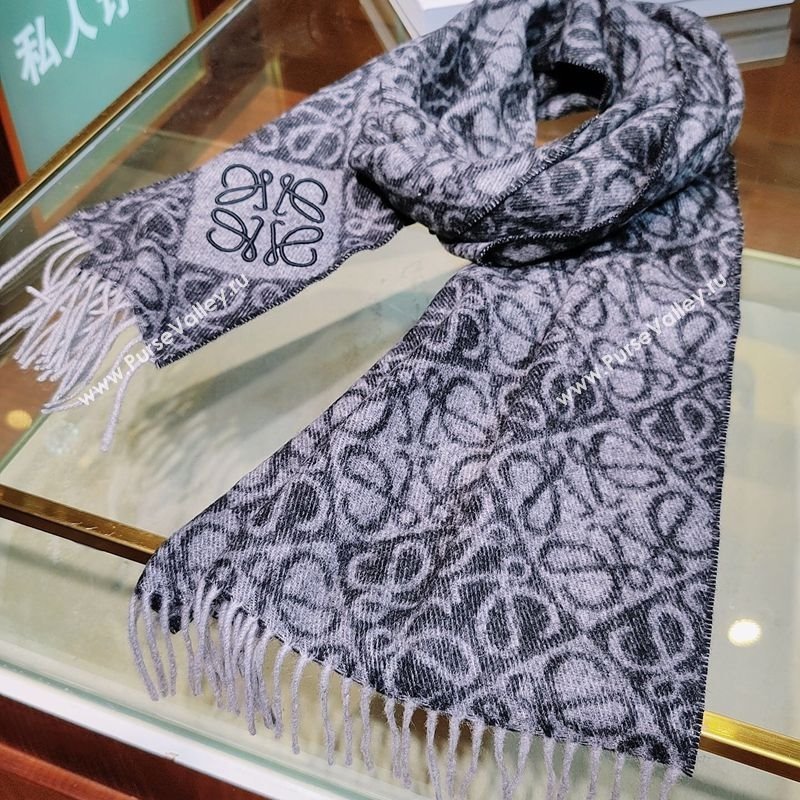 Loewe Anagram Cashmere Wool Long Scarf Black 2025 LW091021 (XMN-250910064)