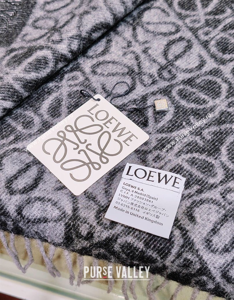 Loewe Anagram Cashmere Wool Long Scarf Black 2025 LW091021 (XMN-250910064)