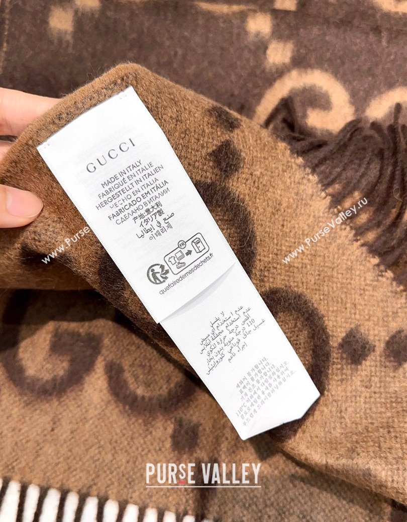 Gucci Cashmere Long Scarf 45x200cm Dark Brown 2025 GG091007 (XMN-250910013)