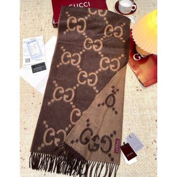 Gucci Cashmere Long Scarf 45x200cm Dark Brown 2025 GG091007 (XMN-250910013)