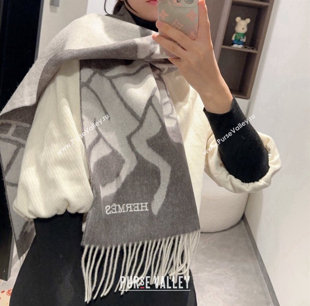 Hermes Wool Long Scarf 30x180cm Dark Grey 2025 HS091022 (XMN-250910065)