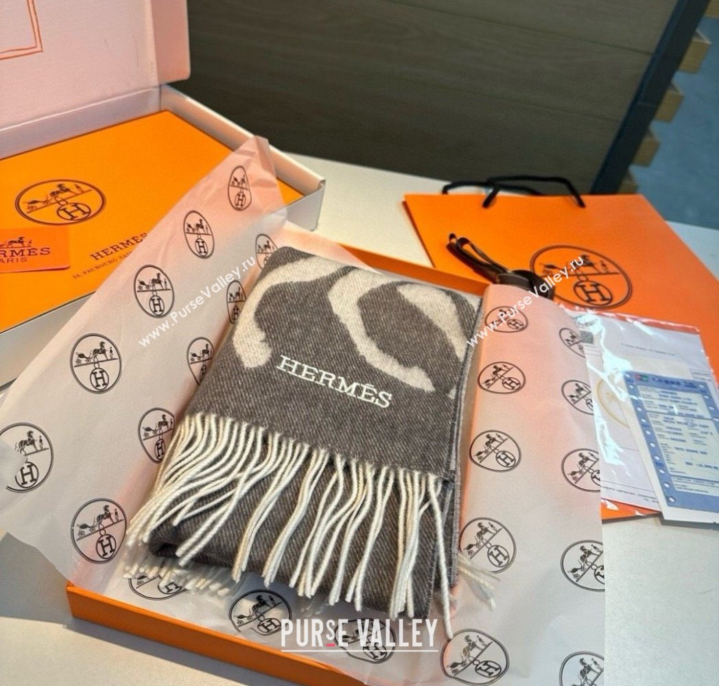 Hermes Wool Long Scarf 30x180cm Dark Grey 2025 HS091022 (XMN-250910065)