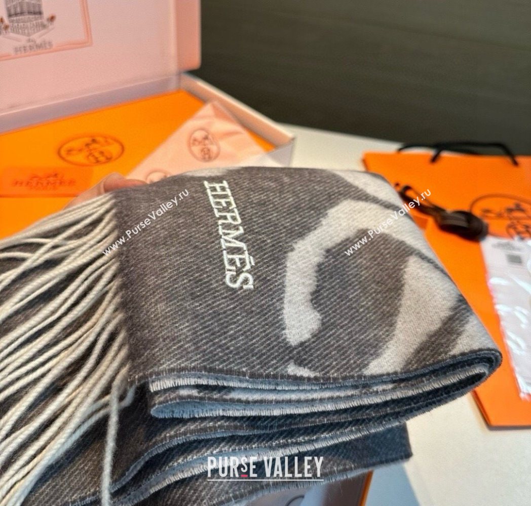 Hermes Wool Long Scarf 30x180cm Dark Grey 2025 HS091022 (XMN-250910065)