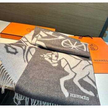 Hermes Wool Long Scarf 30x180cm Dark Grey 2025 HS091022 (XMN-250910065)