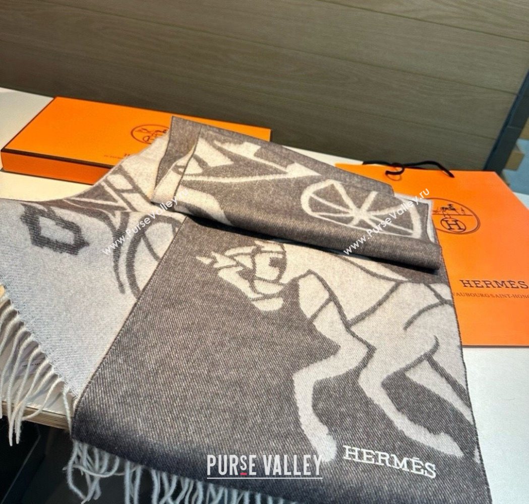 Hermes Wool Long Scarf 30x180cm Dark Grey 2025 HS091022 (XMN-250910065)