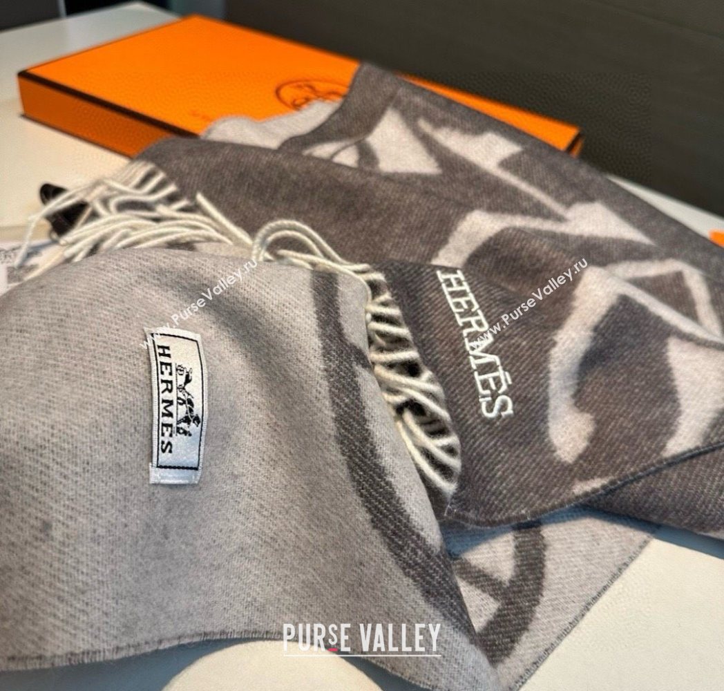 Hermes Wool Long Scarf 30x180cm Dark Grey 2025 HS091022 (XMN-250910065)