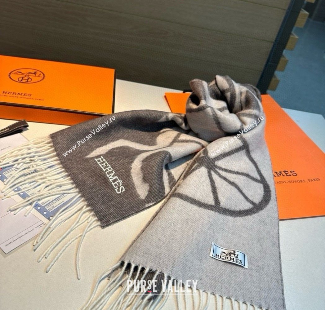 Hermes Wool Long Scarf 30x180cm Dark Grey 2025 HS091022 (XMN-250910065)
