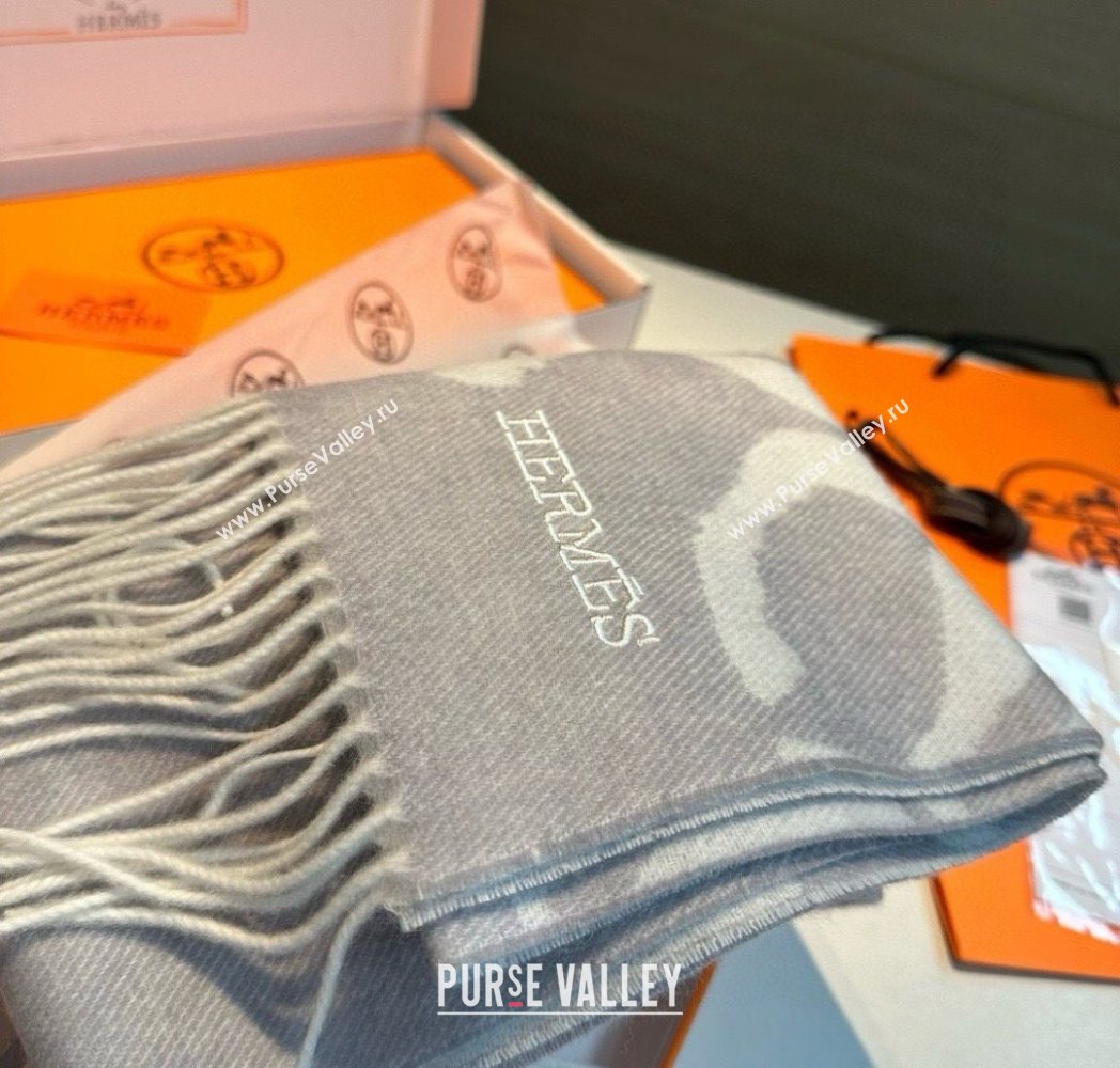 Hermes Wool Long Scarf 30x180cm Light Grey 2025 HS091022 (XMN-250910066)
