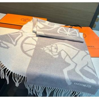Hermes Wool Long Scarf 30x180cm Light Grey 2025 HS091022 (XMN-250910066)