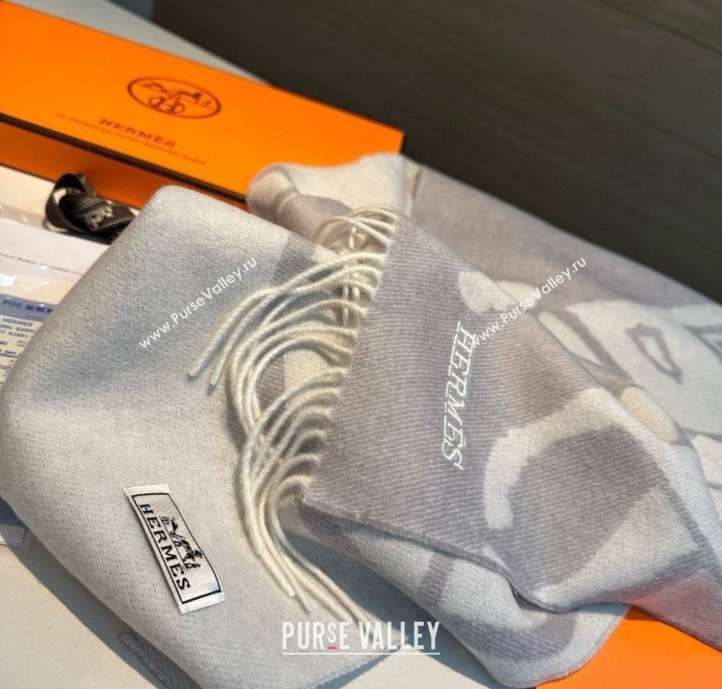 Hermes Wool Long Scarf 30x180cm Light Grey 2025 HS091022 (XMN-250910066)