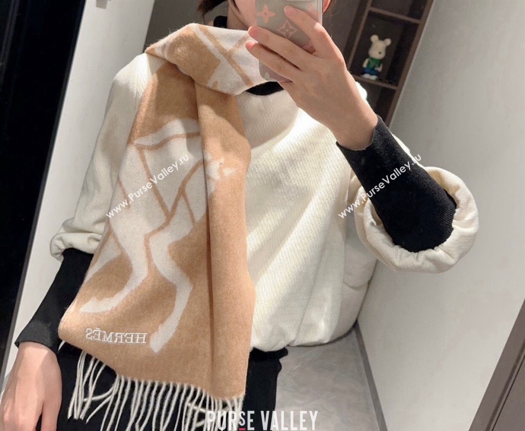 Hermes Wool Long Scarf 30x180cm Beige 2025 HS091022 (XMN-250910067)