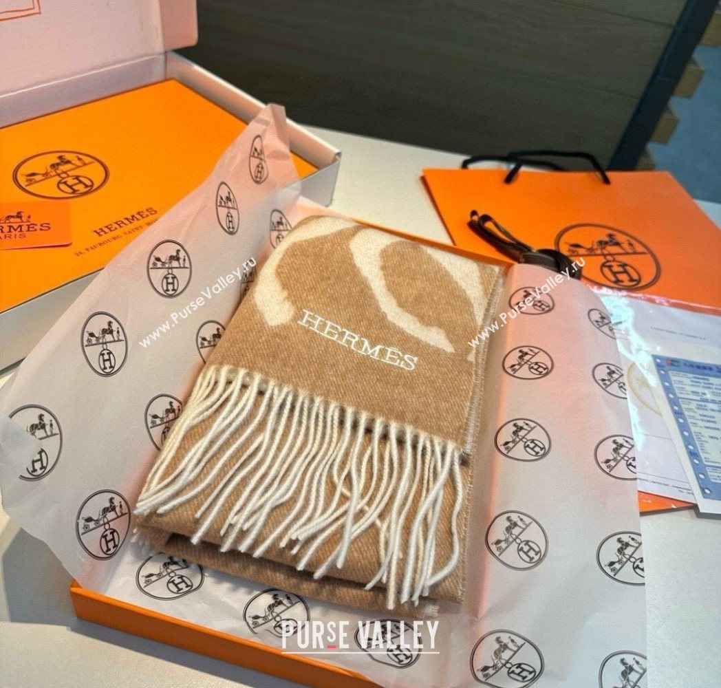 Hermes Wool Long Scarf 30x180cm Beige 2025 HS091022 (XMN-250910067)