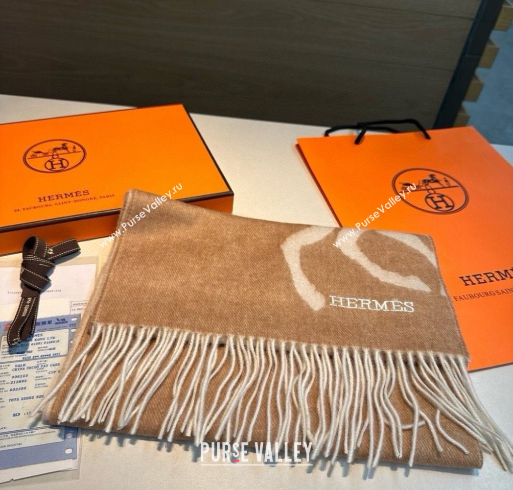 Hermes Wool Long Scarf 30x180cm Beige 2025 HS091022 (XMN-250910067)