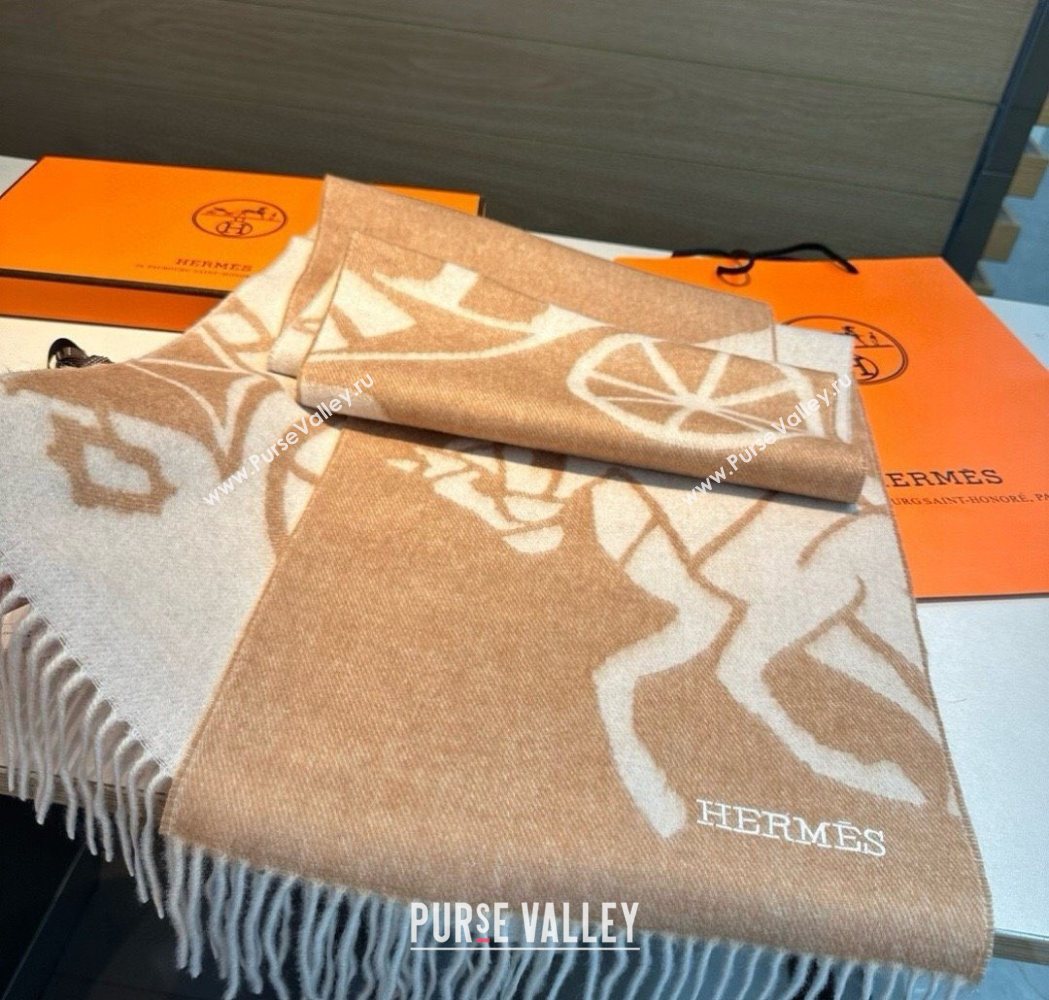 Hermes Wool Long Scarf 30x180cm Beige 2025 HS091022 (XMN-250910067)
