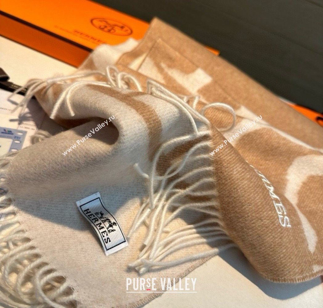 Hermes Wool Long Scarf 30x180cm Beige 2025 HS091022 (XMN-250910067)