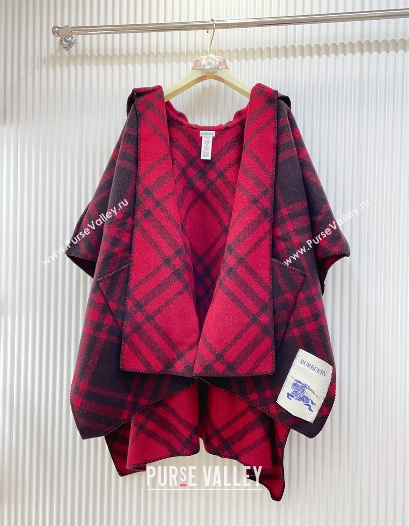 Burberry Wool Reversible Cape Red 2025 BR091027 (SHI-250910079)