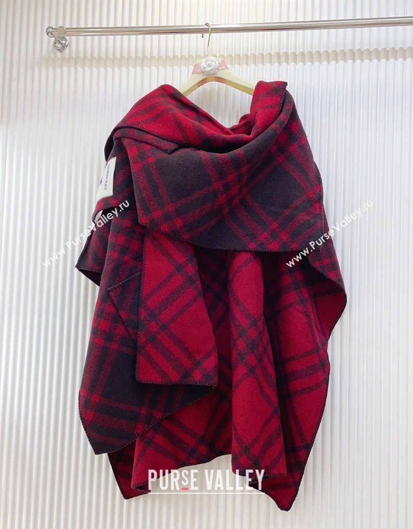 Burberry Wool Reversible Cape Red 2025 BR091027 (SHI-250910079)