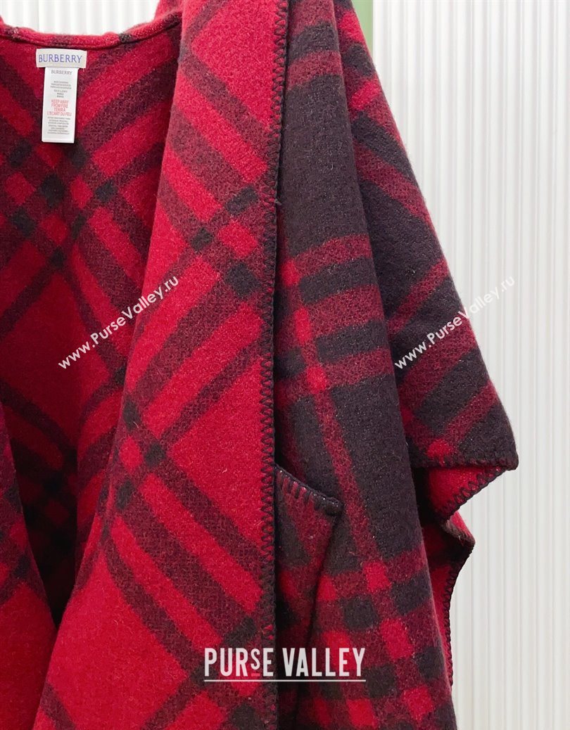 Burberry Wool Reversible Cape Red 2025 BR091027 (SHI-250910079)