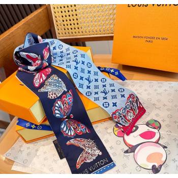Louis Vuitton Butterfly Silk Bandeau Scarf Blue 2025 LV091023 (SHI-250910069)