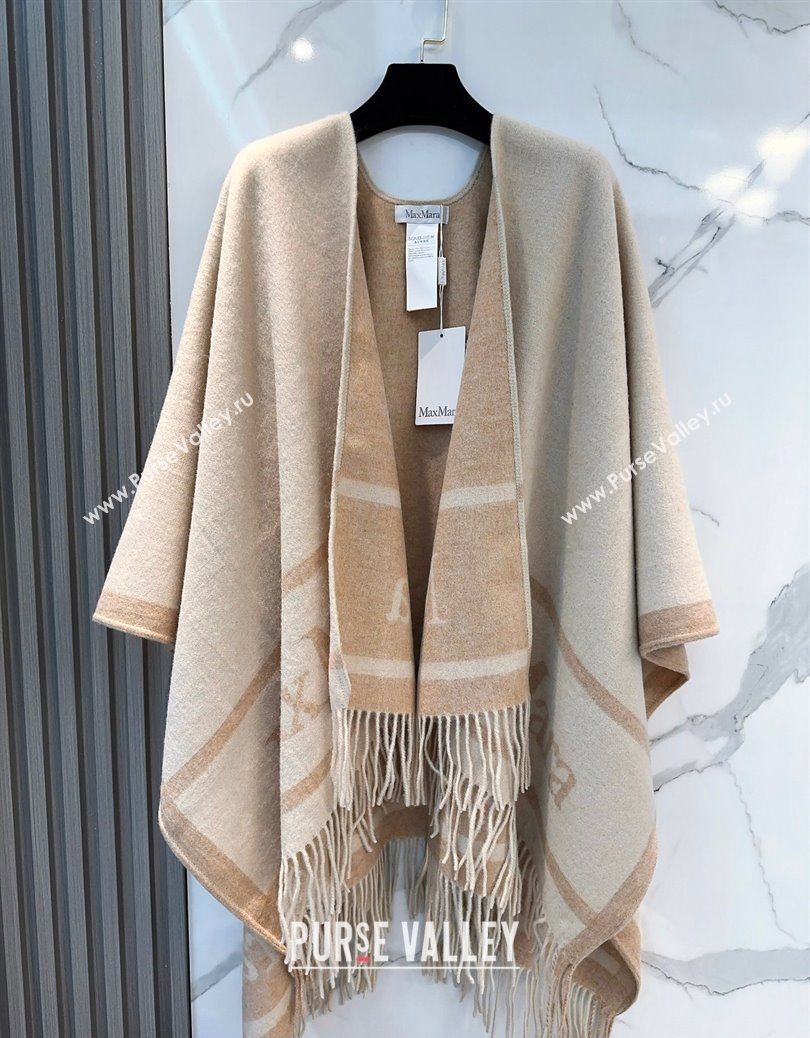 MaxMara Wool Cape with Fringes Beige 2025 BR091028 (SHI-250910081)