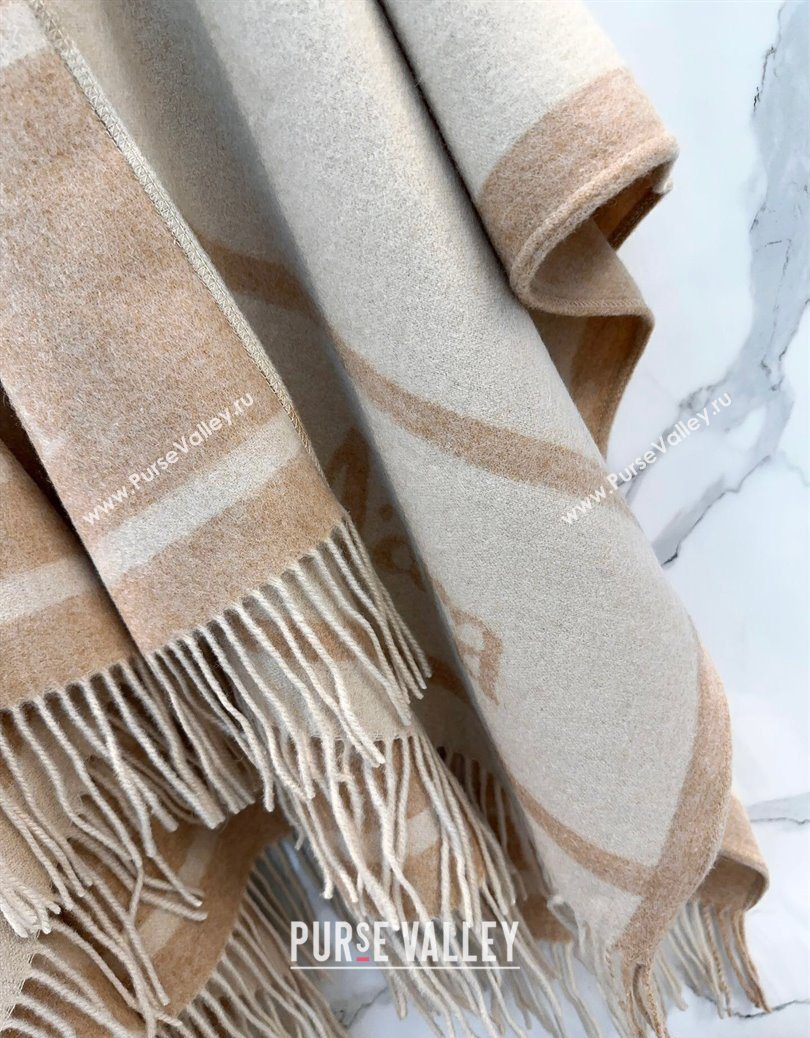 MaxMara Wool Cape with Fringes Beige 2025 BR091028 (SHI-250910081)