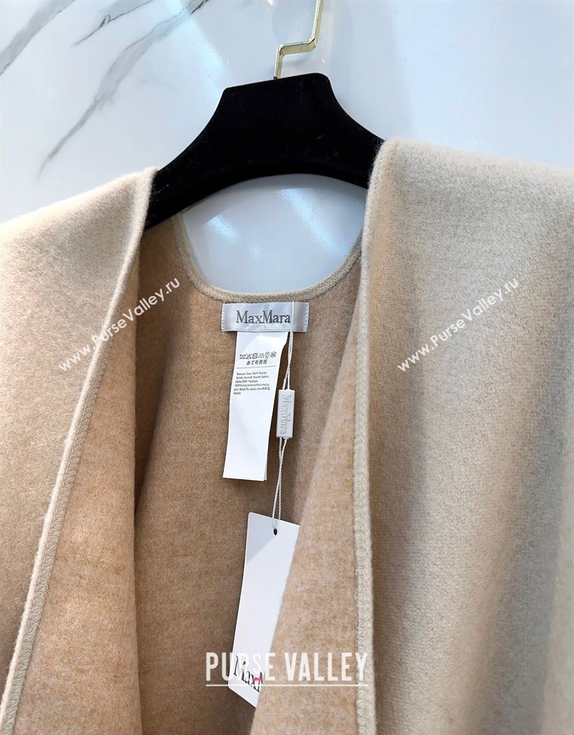 MaxMara Wool Cape with Fringes Beige 2025 BR091028 (SHI-250910081)