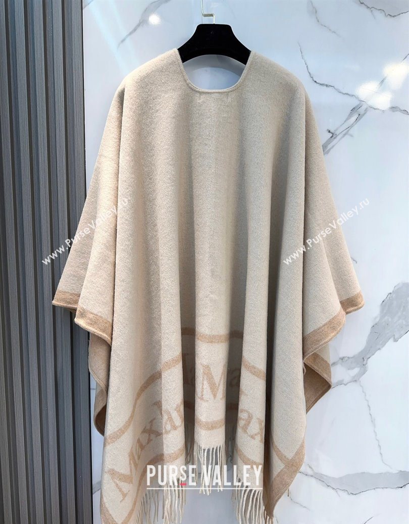 MaxMara Wool Cape with Fringes Beige 2025 BR091028 (SHI-250910081)
