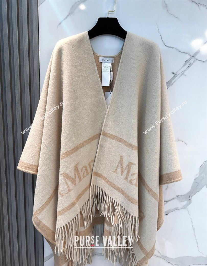 MaxMara Wool Cape with Fringes Beige 2025 BR091028 (SHI-250910081)