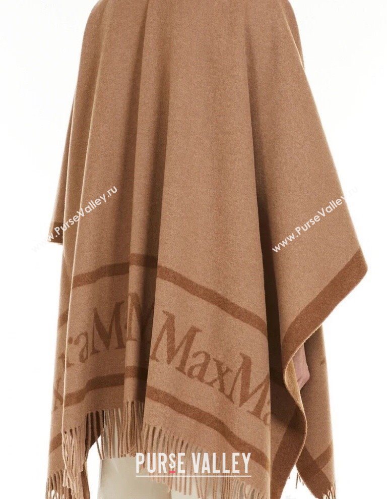 MaxMara Wool Cape with Fringes Brown 2025 BR091028 (SHI-250910082)
