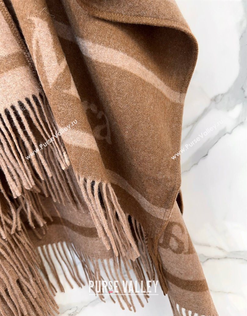 MaxMara Wool Cape with Fringes Brown 2025 BR091028 (SHI-250910082)