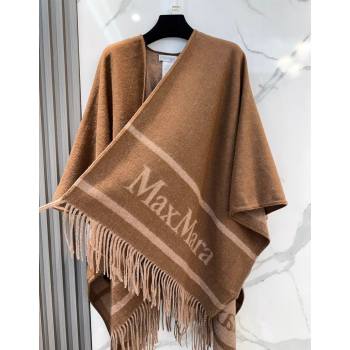 MaxMara Wool Cape with Fringes Brown 2025 BR091028 (SHI-250910082)