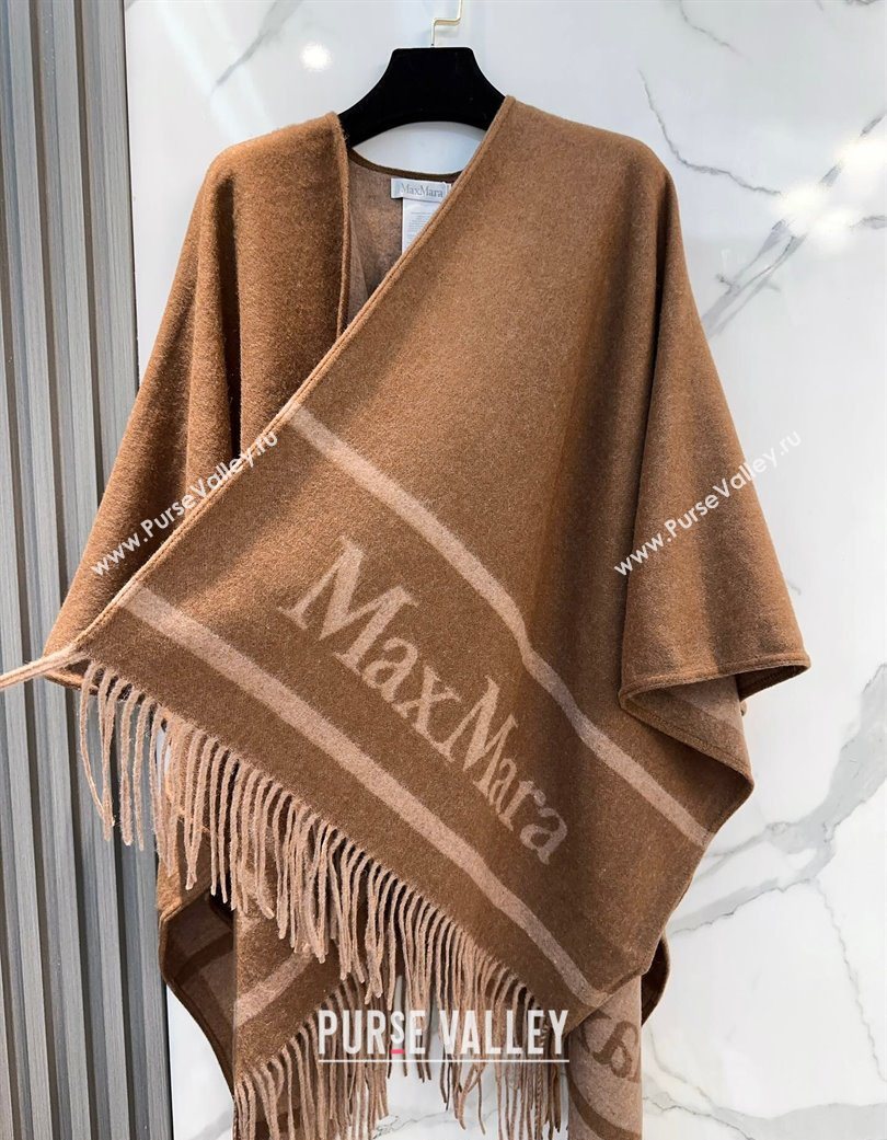 MaxMara Wool Cape with Fringes Brown 2025 BR091028 (SHI-250910082)