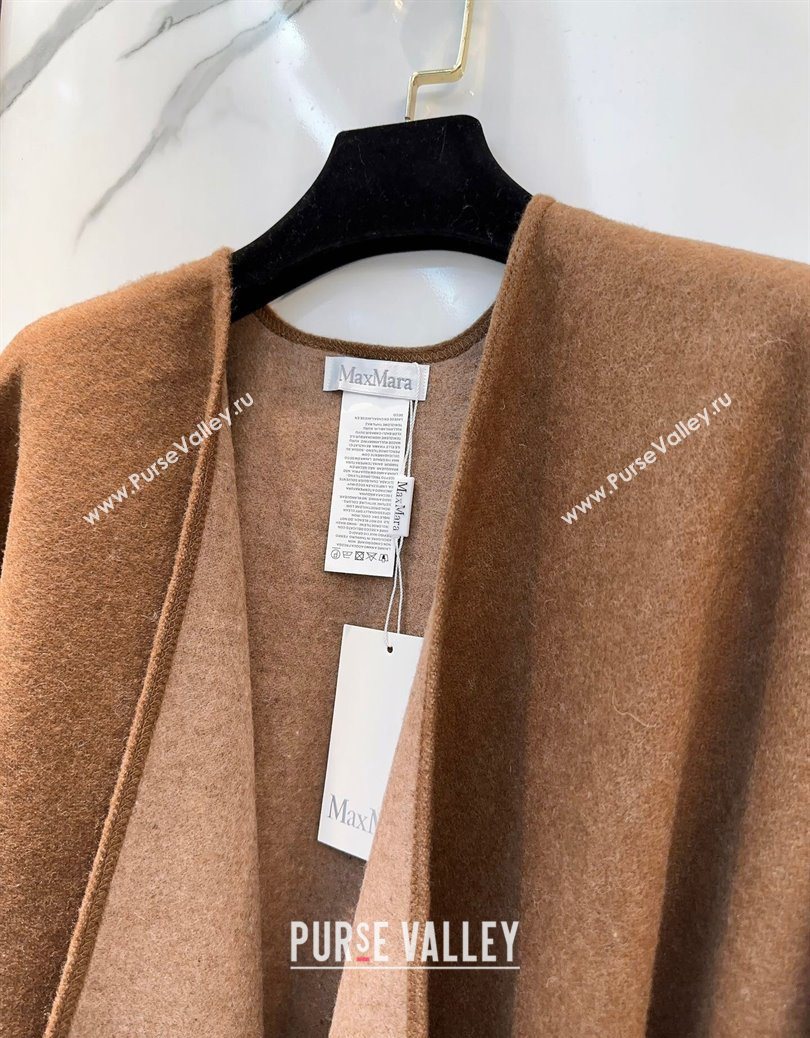 MaxMara Wool Cape with Fringes Brown 2025 BR091028 (SHI-250910082)