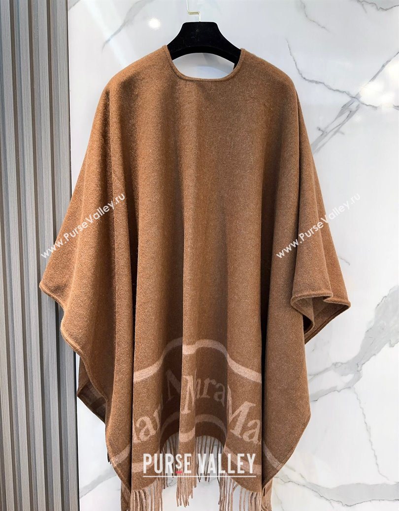 MaxMara Wool Cape with Fringes Brown 2025 BR091028 (SHI-250910082)