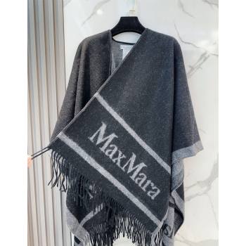 MaxMara Wool Cape with Fringes Black 2025 BR091028 (SHI-250910083)