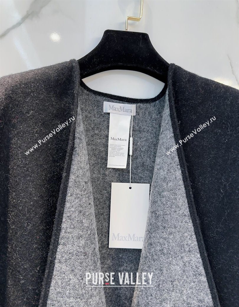 MaxMara Wool Cape with Fringes Black 2025 BR091028 (SHI-250910083)