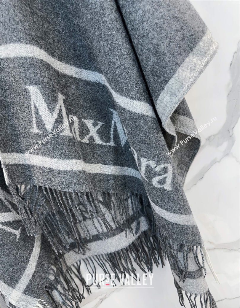 MaxMara Wool Cape with Fringes Grey 2025 BR091028 (SHI-250910084)