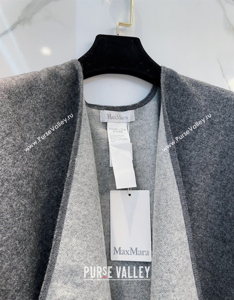 MaxMara Wool Cape with Fringes Grey 2025 BR091028 (SHI-250910084)