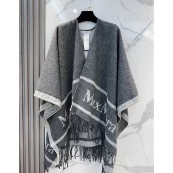 MaxMara Wool Cape with Fringes Grey 2025 BR091028 (SHI-250910084)